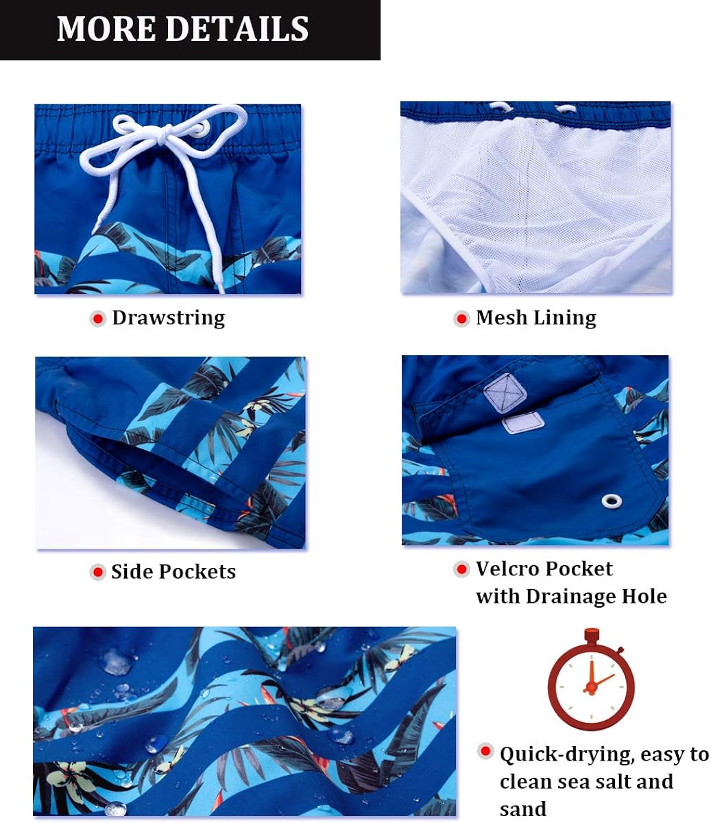 SILKWORLD Mens Swim Shorts Quick Dry Trunks Sports Swimwear with Mesh Lining : Clothing