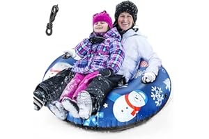 GOFOIT Snow Tube, Super Big 50 Inch Inflatable Snow Sled, Heavy Duty Snow Tube Made by Thickening Material Blue Snow Tube with Sturdy Handles for Children and Adults