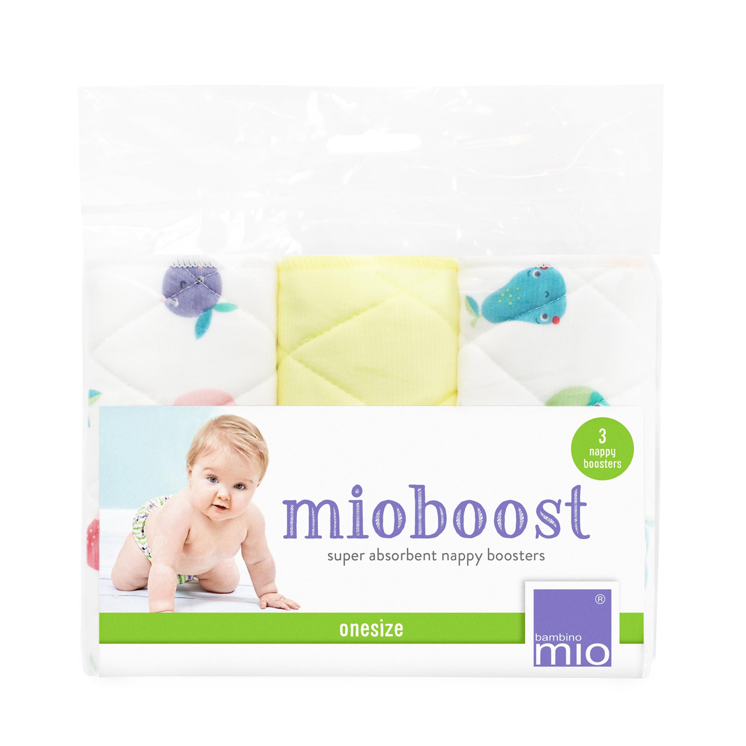 Bambino Mio, Mioboost Classic Flat Nappy Insert to Maximise Absorbency, Cute Fruit (Packing May Vary)