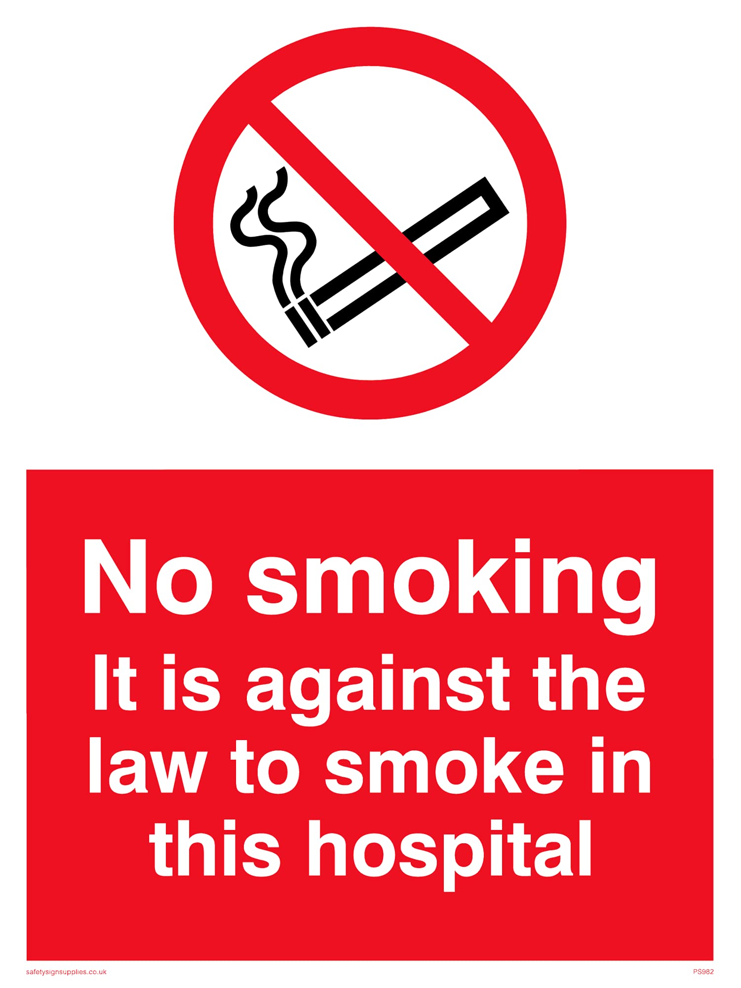 Pack of five - No Smoking In This Hospital Sign - 150x200mm - A5P