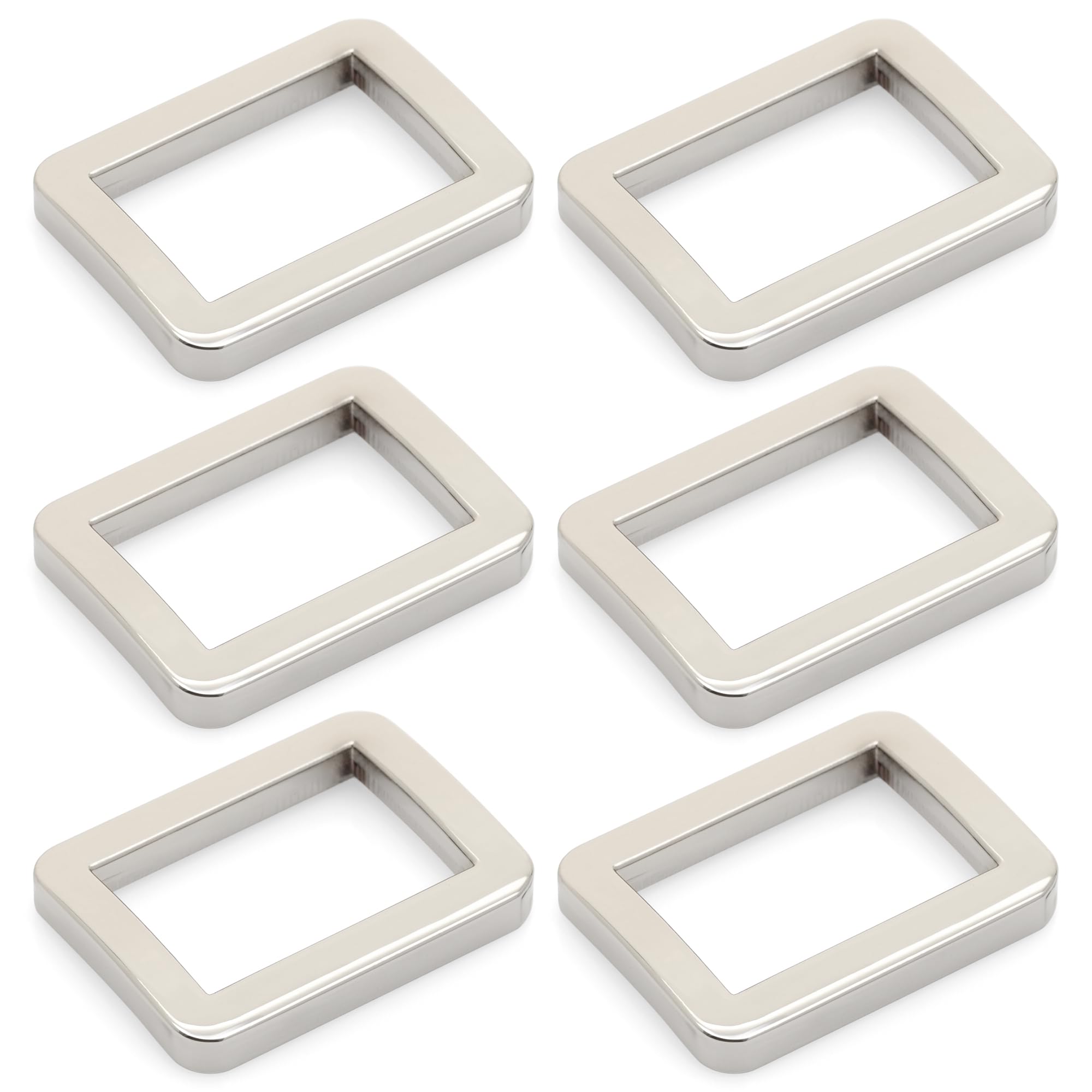 CRAFTMEMORE Metal Flat Rectangle Rings Buckle for Bag Belt Strap Heavy Duty Loop Quality Finish 6 Pack VTLP (3/4 Inch (19 mm), Silver)