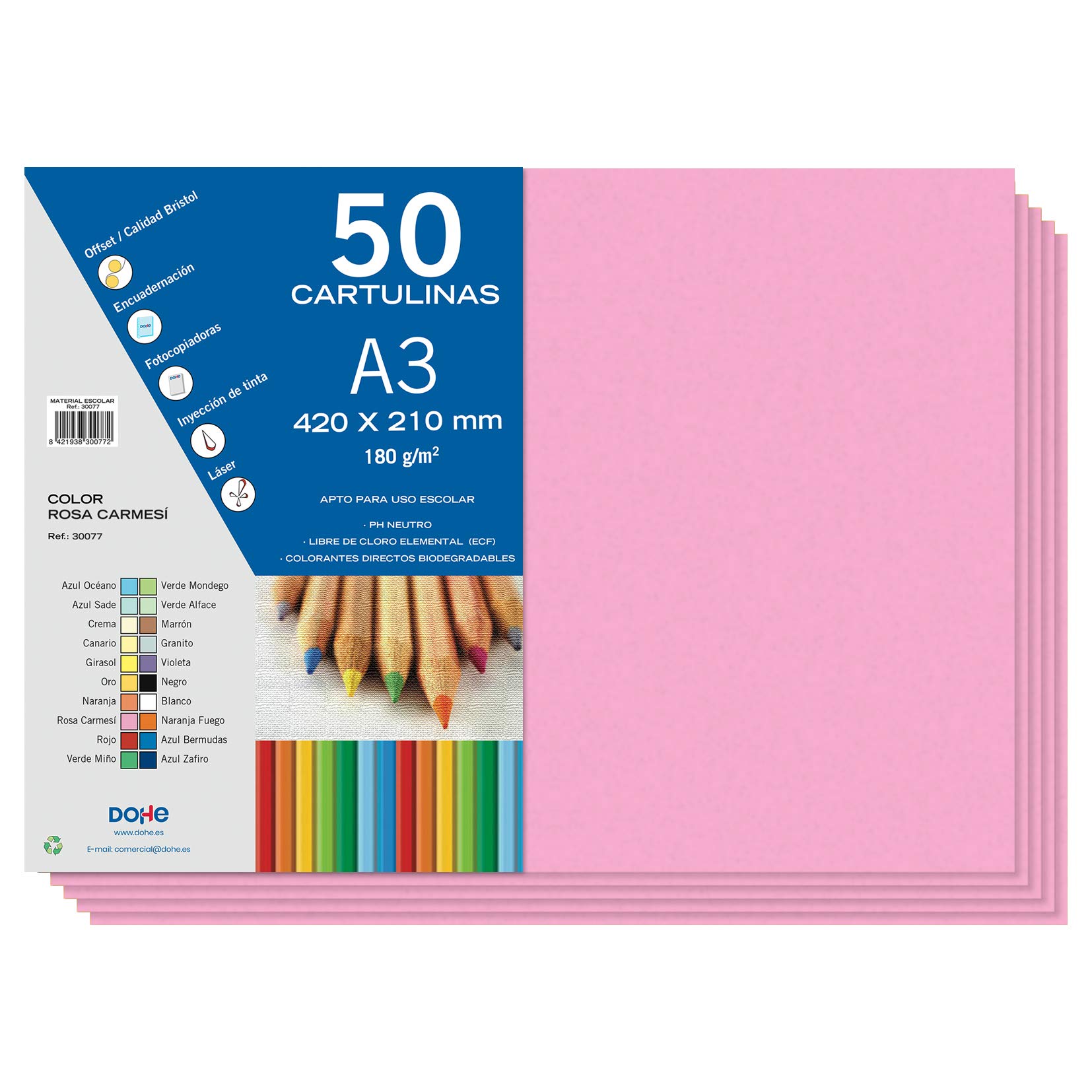 Dohe - Cardboard 50 Sheets in A3 - Crimson Pink