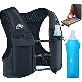 Zelvot Running Vest for Women Men, Touchscreen Phone Pocket | 500ml Soft Flask, Lightweight Hydration Vest, Adjustable Fit, US Patent, Reflective Strip, for Marathon, Hiking, Cycling