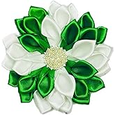 Green and White Swirl 3.5" Paraphernalia Flower Brooch Pin for Women, Inspired for LINKS, Conferences, Luncheons
