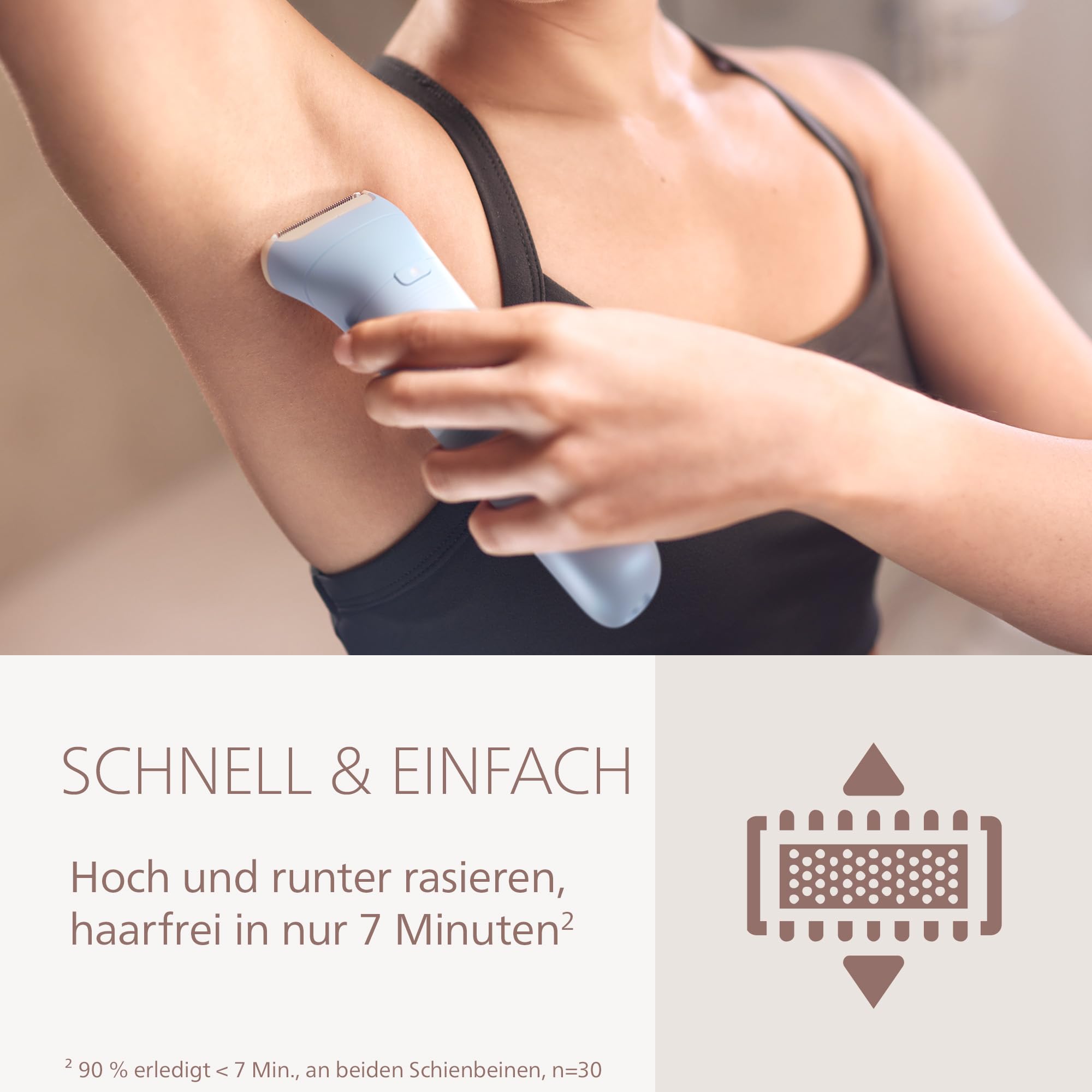 Philips Lady Shaver Series 6000 - kabelloser elektrischer Rasierer für die Nass- und Trockenrasur, 3-Klingen-Rasursystem, für Beine und Körper, 80 Min. Laufzeit, Modell BRL127/00 3