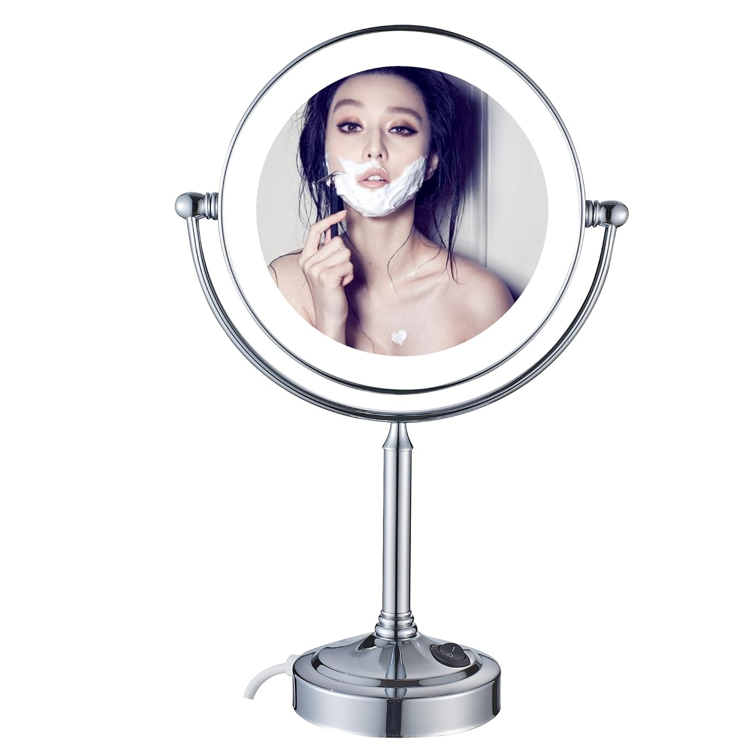 GuRun 8-inch Tabletop Swivel LED Lighted Makeup Mirror with 7x Magnification,Chrome Finish M2011D(8in,7x)