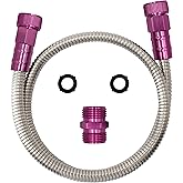 YANWOO 304 Stainless Steel 3 Feet Female to Female Garden Hose with Pink Male to Male Connector for Garden Hose Reel Cart (3ft)