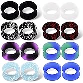 20/16/8pcs Silicone Ear Tunnels: Soft Ear Gauges Plugs Multi Colors Double Flared Ear Expanders Stretchers Piercing Jewelry for Women Men Size 00g-1"
