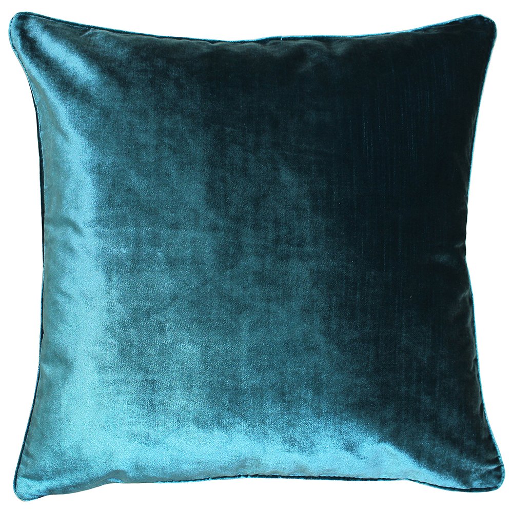 Riva Paoletti Luxe Velvet Cushion Cover Teal Blue Soft Velvet Feel