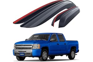 Goodyear Shatterproof Window Deflectors for Chevrolet Silverado 2007-2013/GMC Sierra 2007-2013 Crew Cab, Tape-on Rain Guards,