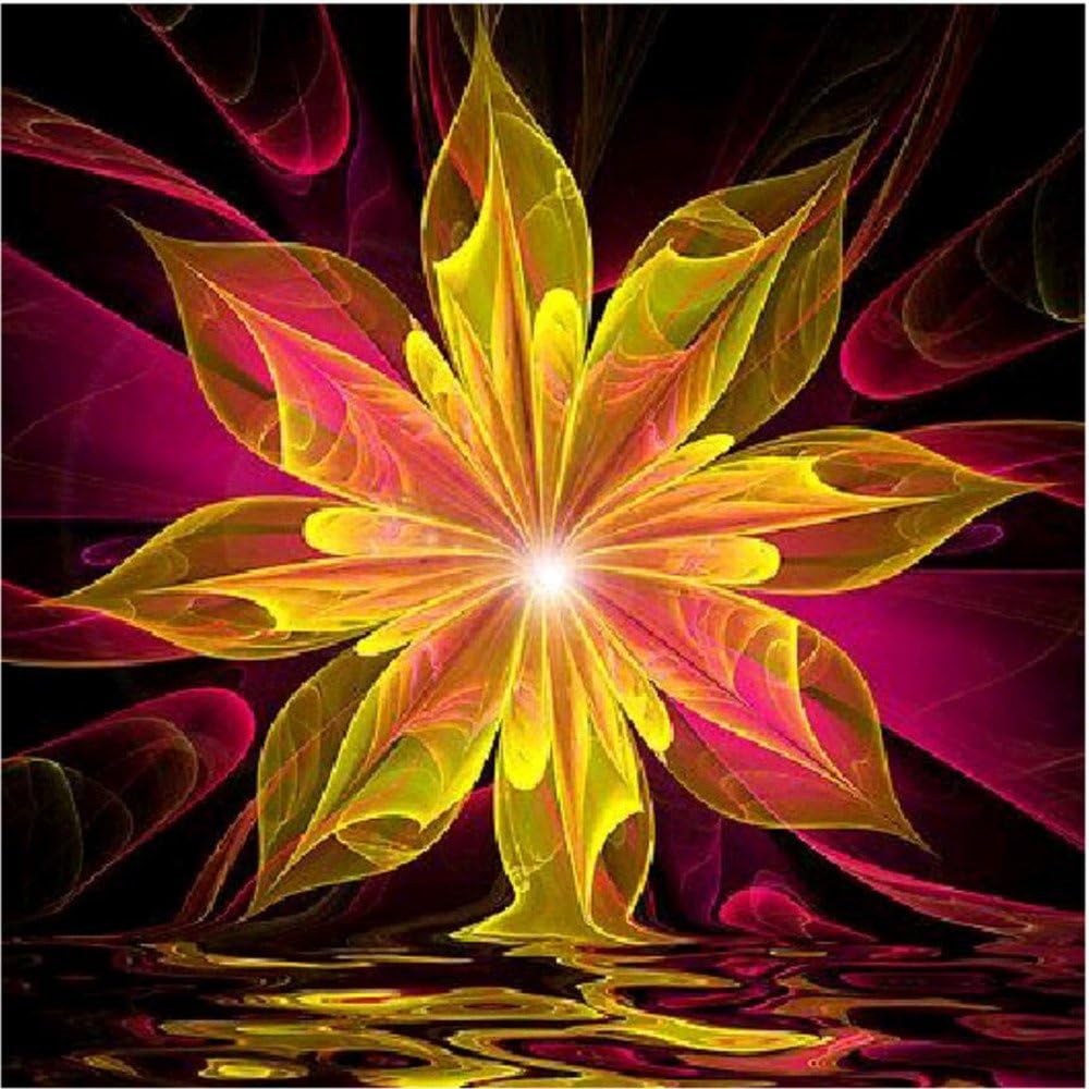iYmitz DIY Diamond Art of 5D Embroidery Paintings Rhinestone Pasted Painting Cross Stitch Transparent Lotus Home Wall Decor Gifts (D, 30X30CM)