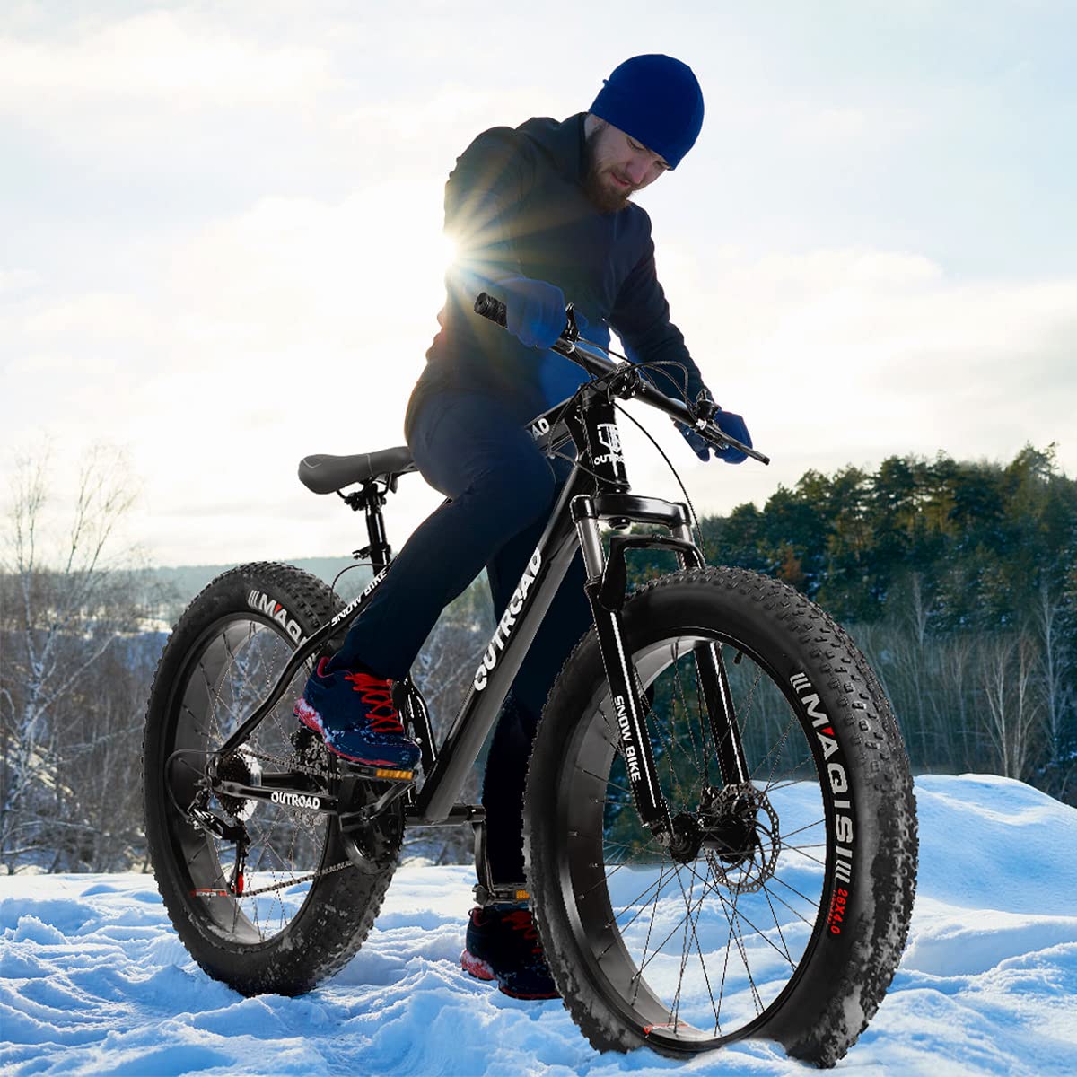 Outroad 26" Folding Mountain Bike - 21 Speed, Full Suspension, High-Carbon Steel Frame, Dual Disc Brakes