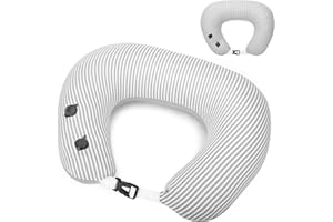 Pripher Nursing Pillow for Breastfeeding, Inflatable Travel Breastfeeding Pillows for Mom, Portable Baby Feeding Pillows with Adjustable Waist Strap & Removable Cover, Stripe