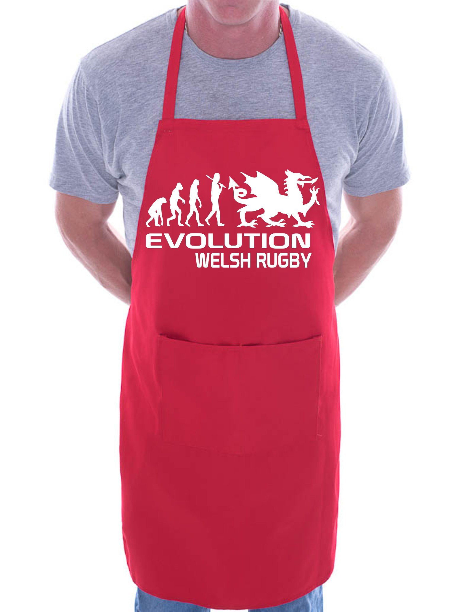 Print4U Evolution Welsh Rugby Cymru Wales BBQ Cooking Funny Novelty Apron Red