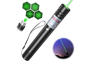 LETEAPII Green Beam Light Flashlight Long Range, USB Rechargeable Tactical Flashlights with Star Cap Adjustable Focus for TV/LED/LCD Screens, Presentations, Astronomy, Camping, Hiking, and Outdoor Use