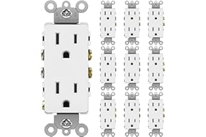 [10 Pack] BESTTEN 15 Amp Decorator Wall Receptacle Outlet, Non-Tamper-Resistant Standard Electrical Outlet, 15A/125V/1875W, f