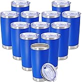 Eyasure 20 oz Tumbler with lid Double Wall Vacuum Insulated Tumblers Stainless Steel Coffee Mug Travel Coffee Tumbler Powder Coated Tumbler Cup Keep Hot&Cold - (Dark Blue 12 Pack)