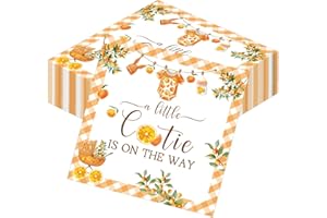 Refavor Cutie Baby Shower Decorations - 50 Pcs A Little Cutie is on the Way Baby Shower Napkins Supplies, Orange Citrus Tange