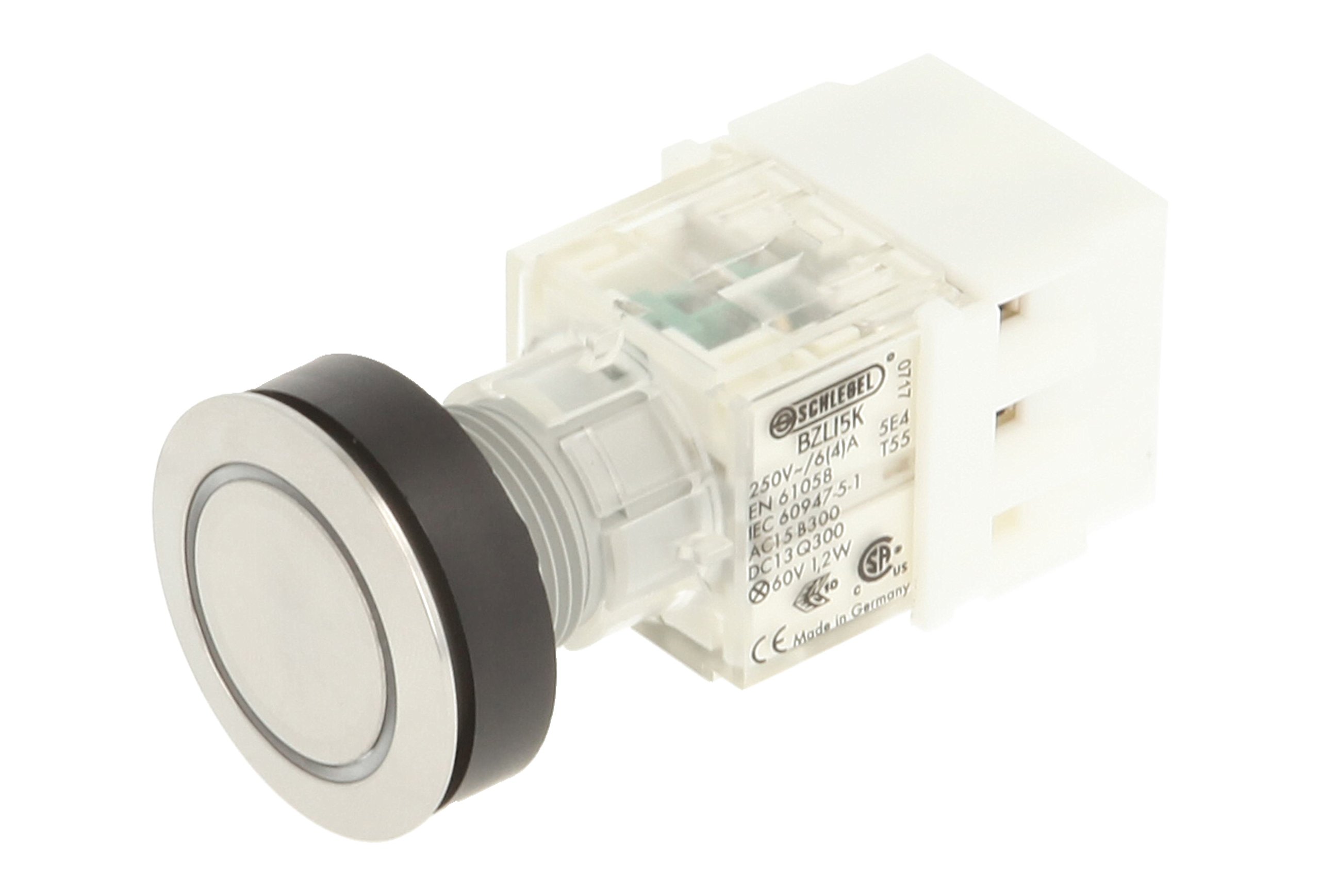 Club 23.000.875 Push Button Stainless Steel LED Lighting Illuminated Momentary Contact 1 N/O Contact With Screw Terminals, 24 V, White (Pack of 2)