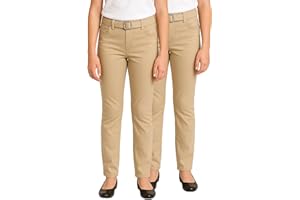dELiA*s Girls School Uniform Pants - 2 Pack Stretch Twill Basic Khaki Pants Jeggings and Flare Uniform Pants for Girls (4-16)