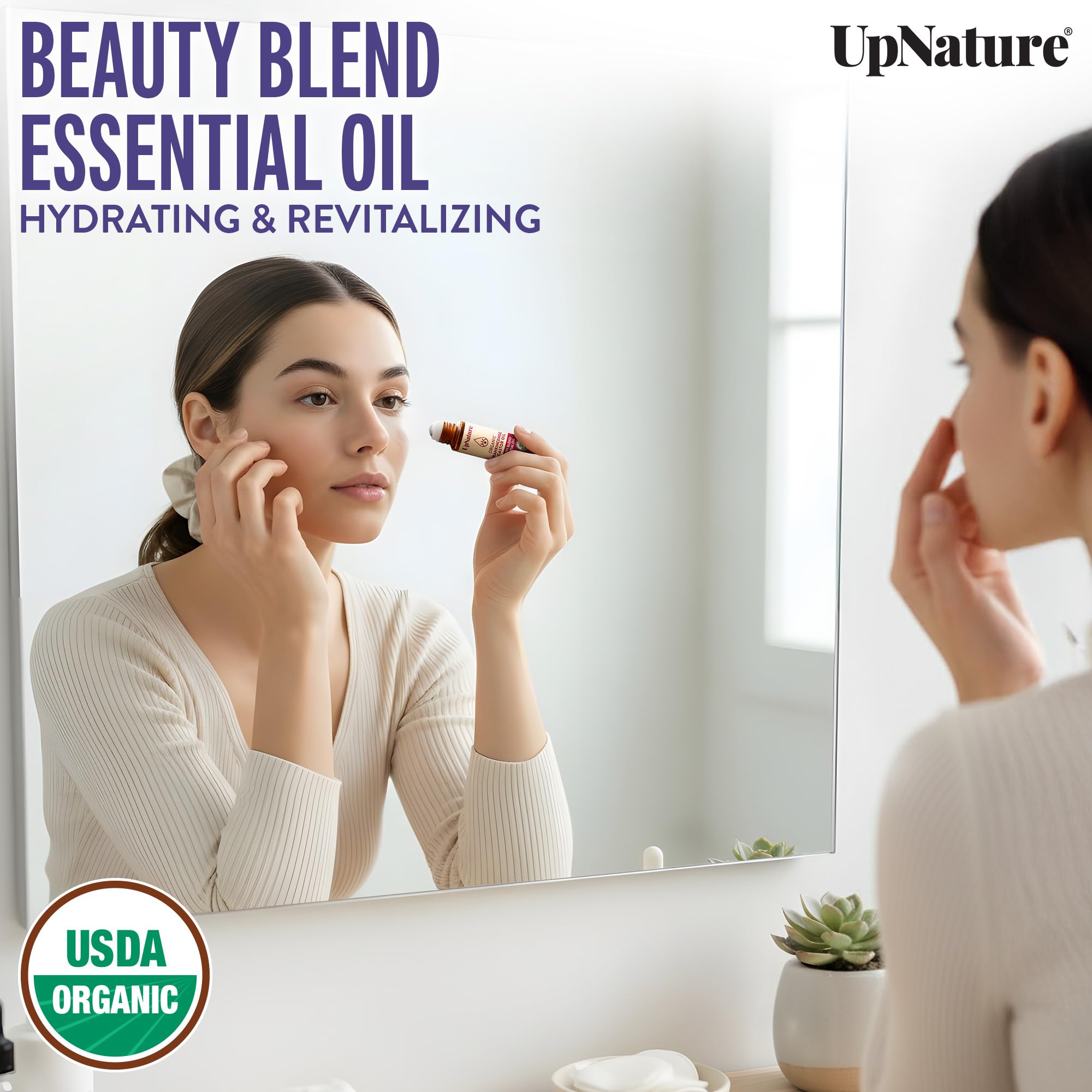 UpNature Self Care Stocking Stuffers for Women Essential Oils Roll On Set - Breathe, Beauty & Calm Oil Roller for Aromatherapy and Relaxation Stress Relief Gifts for Women