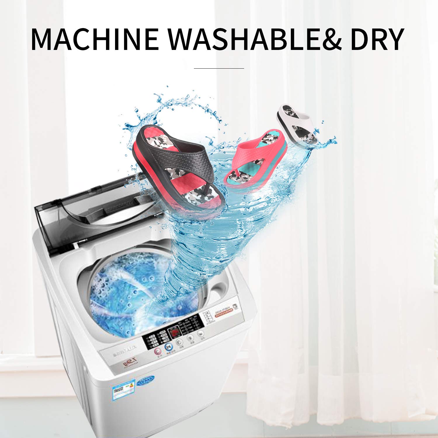 Fashion-zone Womens Lightweight High Heel Flip Flops-Comfortable Wedge Sandals-Summer High Wedge Flip Flops for Beach,Pool (10-10.5 M US, Blue)