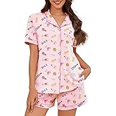 American Trends Button Down Pajamas for Women Set - 2 Piece Sleepwear with Lapel & Breathable LoungeWear PJ Sets for Women