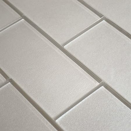 3 X6 Pearl White Metallic Glass Subway Tile For Kitchen Bathroom