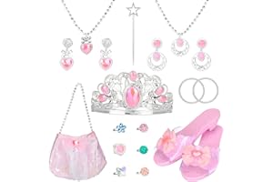 NINAOR Princess Dress Up Accessories Pretend Play Jewelry Princess Toys Set with Shoes 19PCS Birthday Party Gifts for Toddler