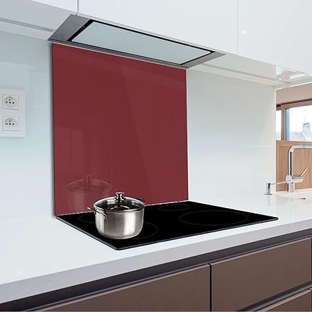 Pannello Para Schizzi In Vetro Temperato Resistente Al Calore Per Proteggere La Parete Dei Fornelli In Cucina 60 X 70 Cm Dark Red Fmk 07 026