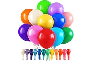 RUBFAC 120 Balloons Assorted Color 12 Inches Rainbow Latex Balloons, 12 Bright Color Party Balloons for Birthday Baby Shower Wedding Party Supplies Arch Garland