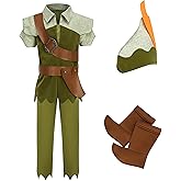 Kosgraiy Kids Peter Pan Costume Set,Boys and Girls Peter Pan Costume,Child Halloween costume