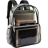 Neurora Clear Backpack Heavy Duty TPU Transparent Backpack for Sports,Work,Security Travel.(Black)