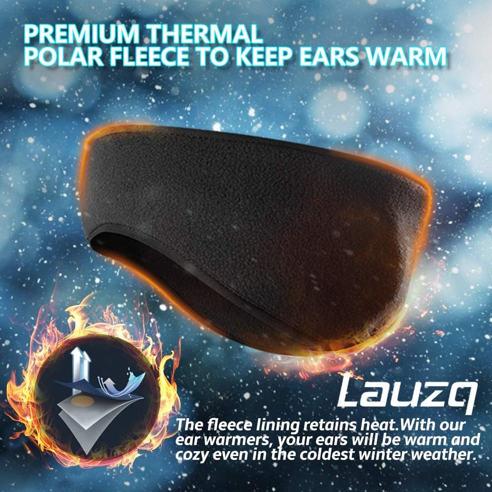 Lauzq Winter Ear Warmers/Muffs Headband for Men Women Kids, Fleece Ear Covers for Running Cycling,Warm & Stretch: Clothing