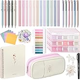 Bible Journaling Study Supplies with Highlighters, Pens, Pencil Case, Notebook, Tabs, Stickers, Cross Paper Clips - Complete Bible Journaling Kit, Christian Gifts for Women, Annotation Kit (Pink)