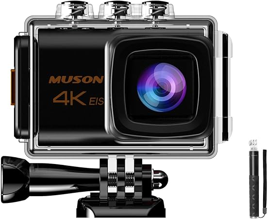 Amazon Muson ムソン アクションカメラ 4k mp画素 Wi Fi 40m防水 水中カメラ Eis手ブレ補正 Hdmi出力機能170 広角レンズ 外部マイク タイムラプス ループ録画 連写 2つ10mahバッテリー リモコン付き 豊富なアクセサリー 自転車 バイク ヘルメット サーフボードなど