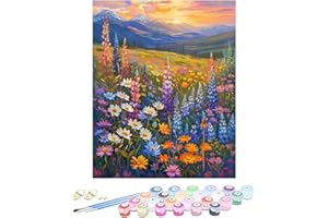 Miairivy DIY Paint by Numbers Kit for Adults & Beginners, Blooming Wildflowers Easy Paint by Number Kits, 16 X 20 inches Large Size Colorful Canvas for Home Decor