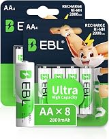 EBL AA Rechargeable Batteries 2800mAh Ni-MH 8 Pack Retail