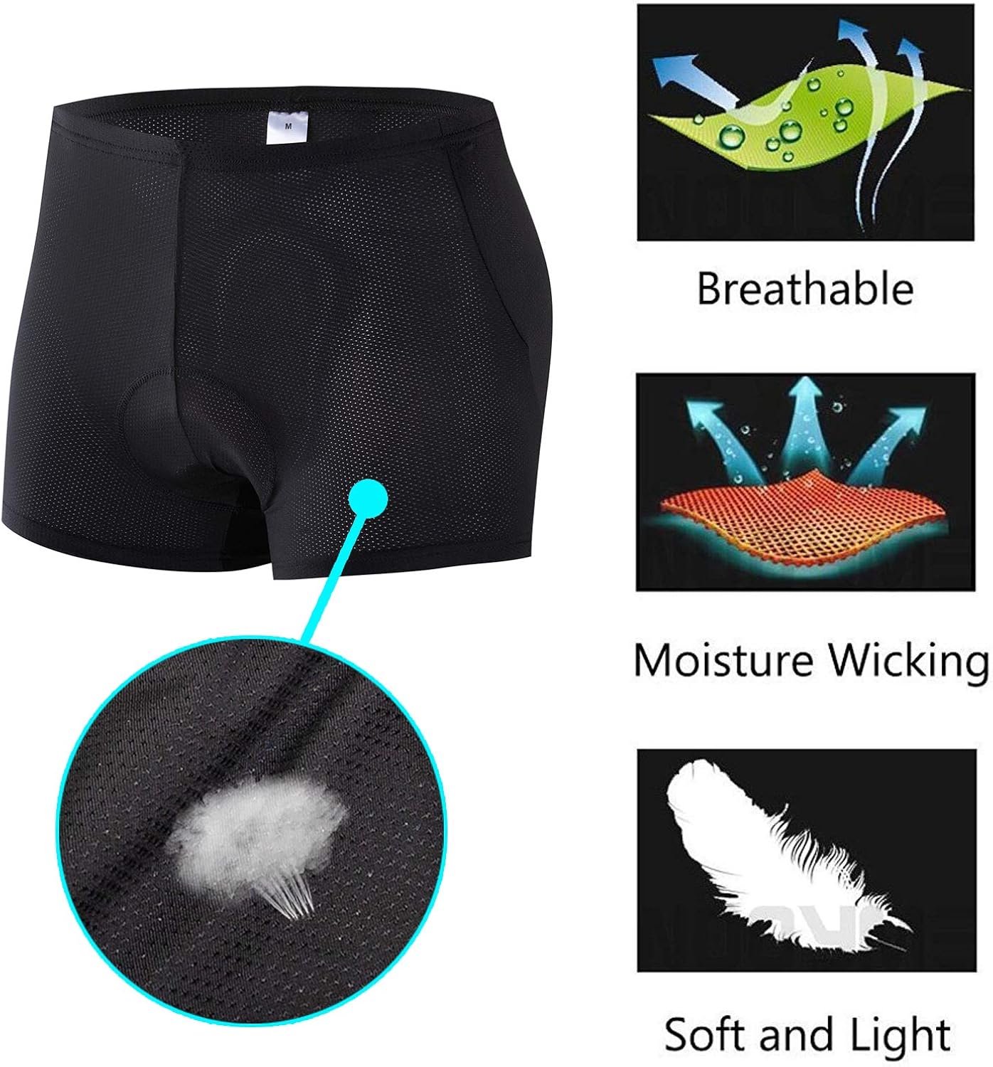 Cycling Shorts Undderwear 3D Padded Mens Bicycle MTB Bike Breathable Tights Pants: Clothing