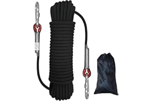 HAIY Climbing Rope, 10mm Static Rock Climbing Cord, High Strength Rope, Safety Rope for Escape, Fire Rescue, Dock Anchor, Ice Climbing (Black, 64ft)
