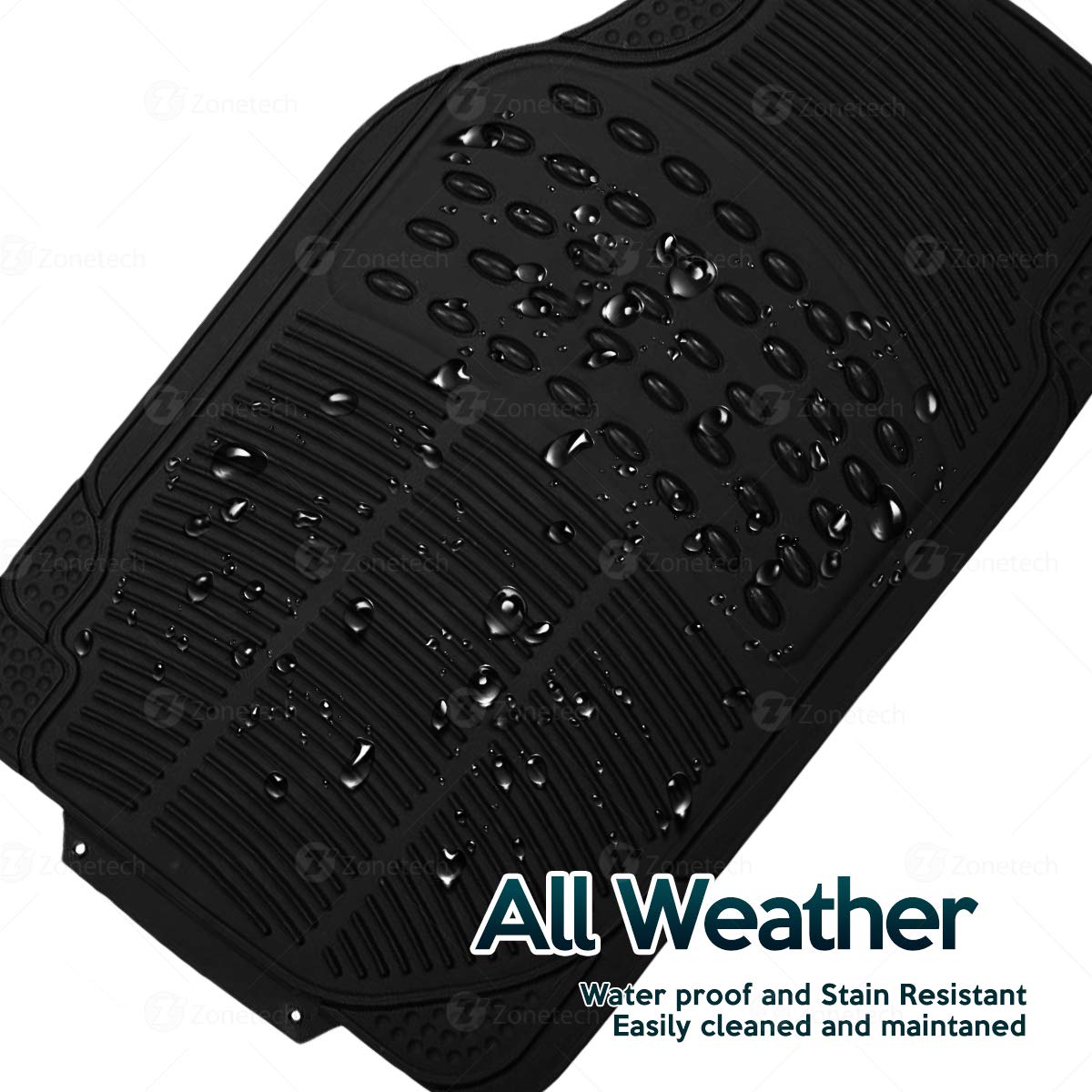 Zone Tech All Weather Rubber Semi Pattern Car Interior Floor Mats