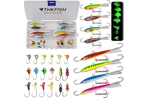 THKFISH Ice Fishing Lures Ice Fishing Jigs Ice Fishing Gear Hard Fishing Lures and Jigs Walleye Ice Fishing Kit Crappie Panfish Pike Jigs,14/26/40PCS