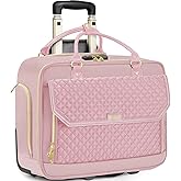 Rolling Laptop Bag Women, Rolling Briefcase for Women for Work, 17.3 Inch Computer Bag with Wheels, Fashion Flap Laptop Bag With Wheels for Work Business, for Teacher, TSA Friendly Design, Pink