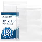 Spartan Industrial - 10" X 13" (100 Count) Quart Clear Reclosable Zip Plastic Poly Bags with Resealable Lock Seal Zipper - 2 Mil