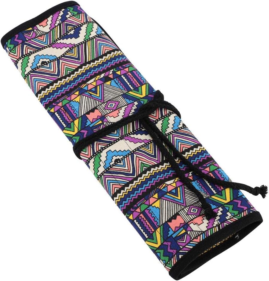 20 Holes Handmade Canvas Pencil Case Holders Paint Brush Roll Up Pencil Bag Pen Storage Pouch Large Capacity