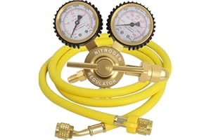Hedday Nitrogen Regulator with 60" Refrigeration Hose, 0-800 PSI and 0-4000PSI Output Pressure, CGA580 Inlet Connection and 1