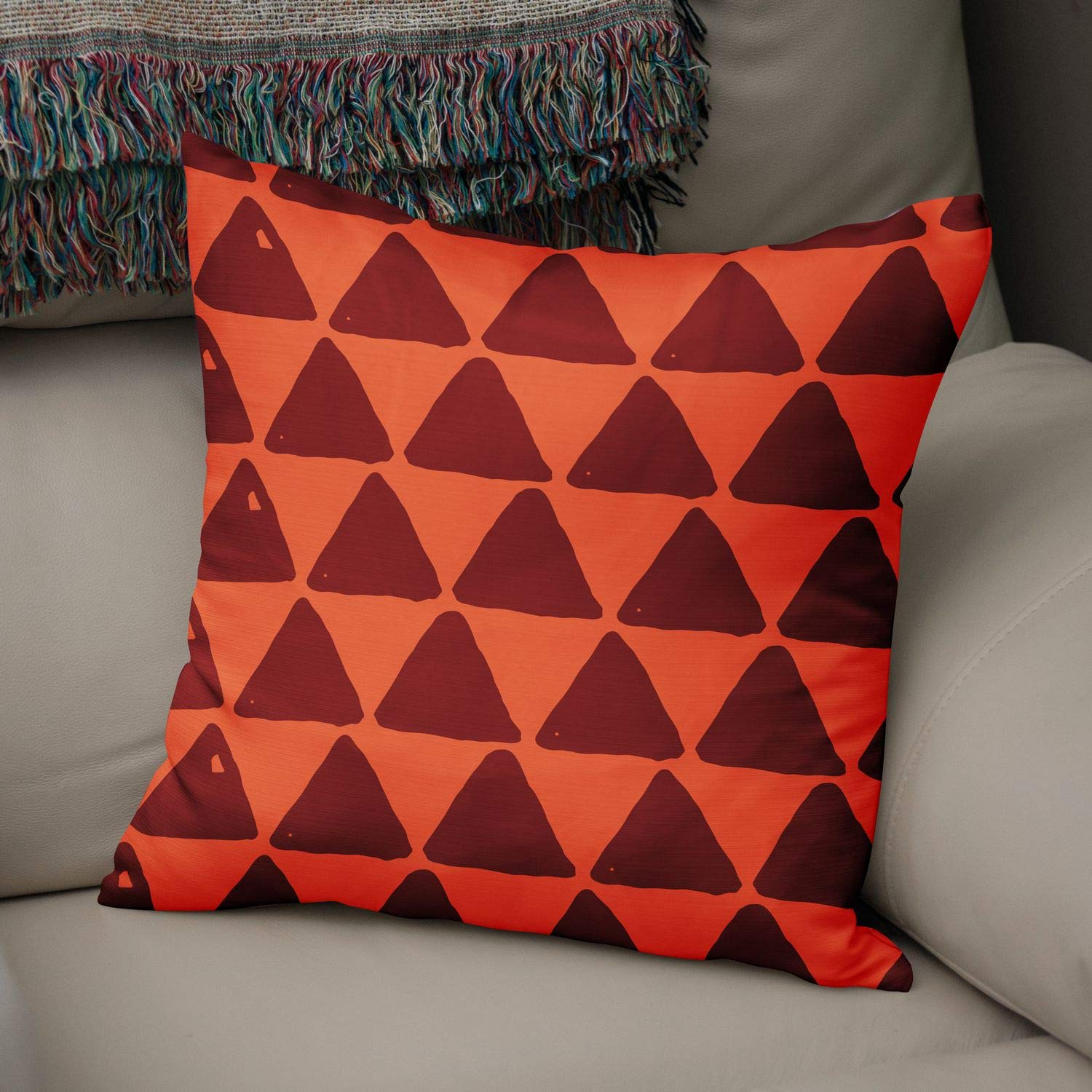 Bonamaison Decorative Cushion Cover Orange & Bordeux, Throw Pillow Covers, Home Decorative Pillowcases for Livingroom, Sofa, Bedroom, Size: 50x50 Cm - Designed and Manufactured in Turkey
