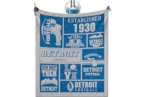 QOLYZANW Detroit Throw Blanket, American Sport Team Color Blanket, Soft Flannel Gifts for Men Women Fan Rugby Lovers Merch for Sofa Bed Decor, 60X50 in