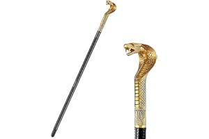 GEJOY Egyptian Cobra Staff Snake Staff Walking Stick Cane Cobra Pimp Cane Egyptian Style Staff or Scepter for Trick or Treating April Fool's Day Joke Pretend Play Costume Prop Accessory Black Gold