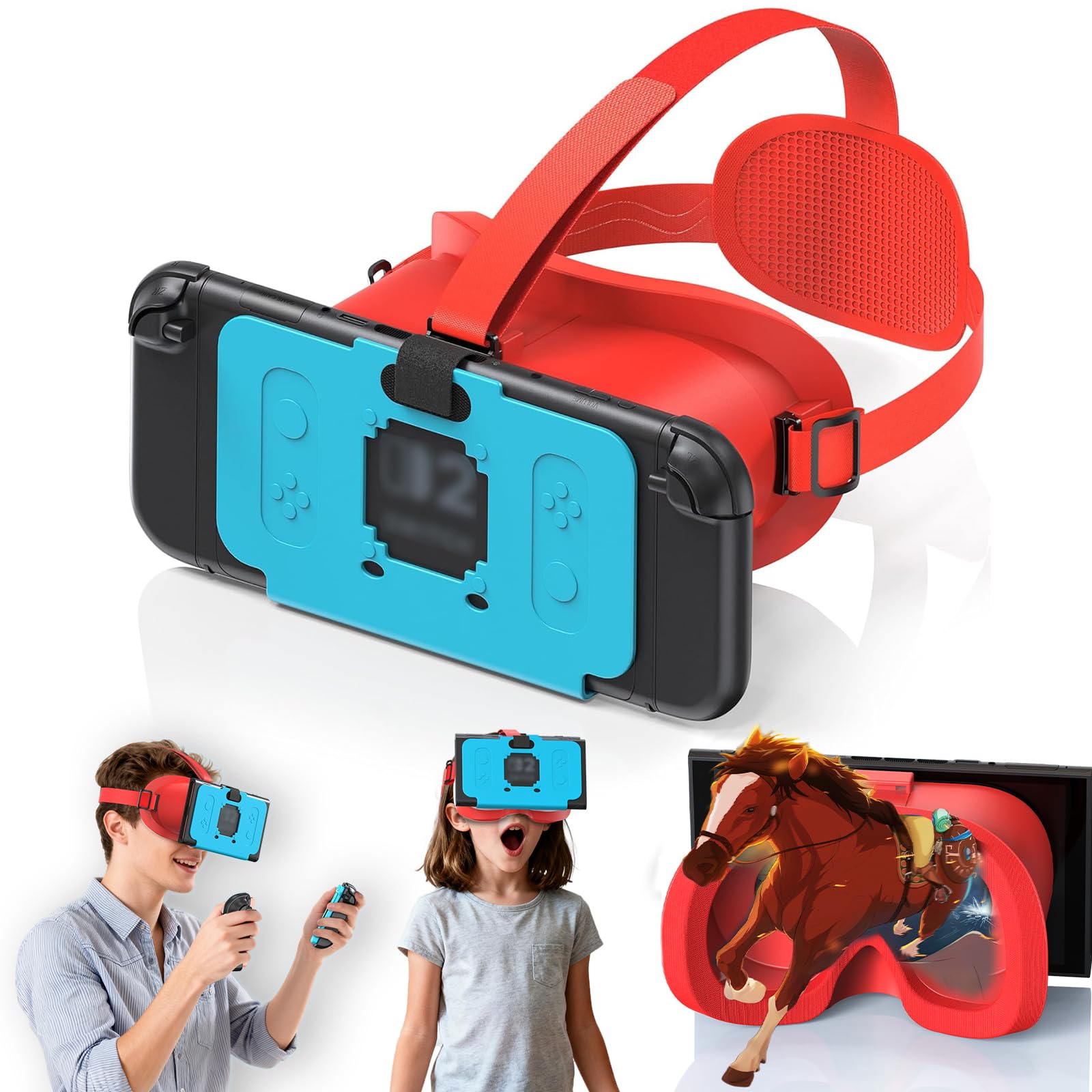 Upgraded VR Headset for Switch 2 (2025), Switch 2 VR Virtual Boy Glasses with Adjustable HD Lenses and Comfortable Head Straps with Widen Padded, Labo VR Kit 3D Goggles for Switch 2 Accessories, Orange & Blue